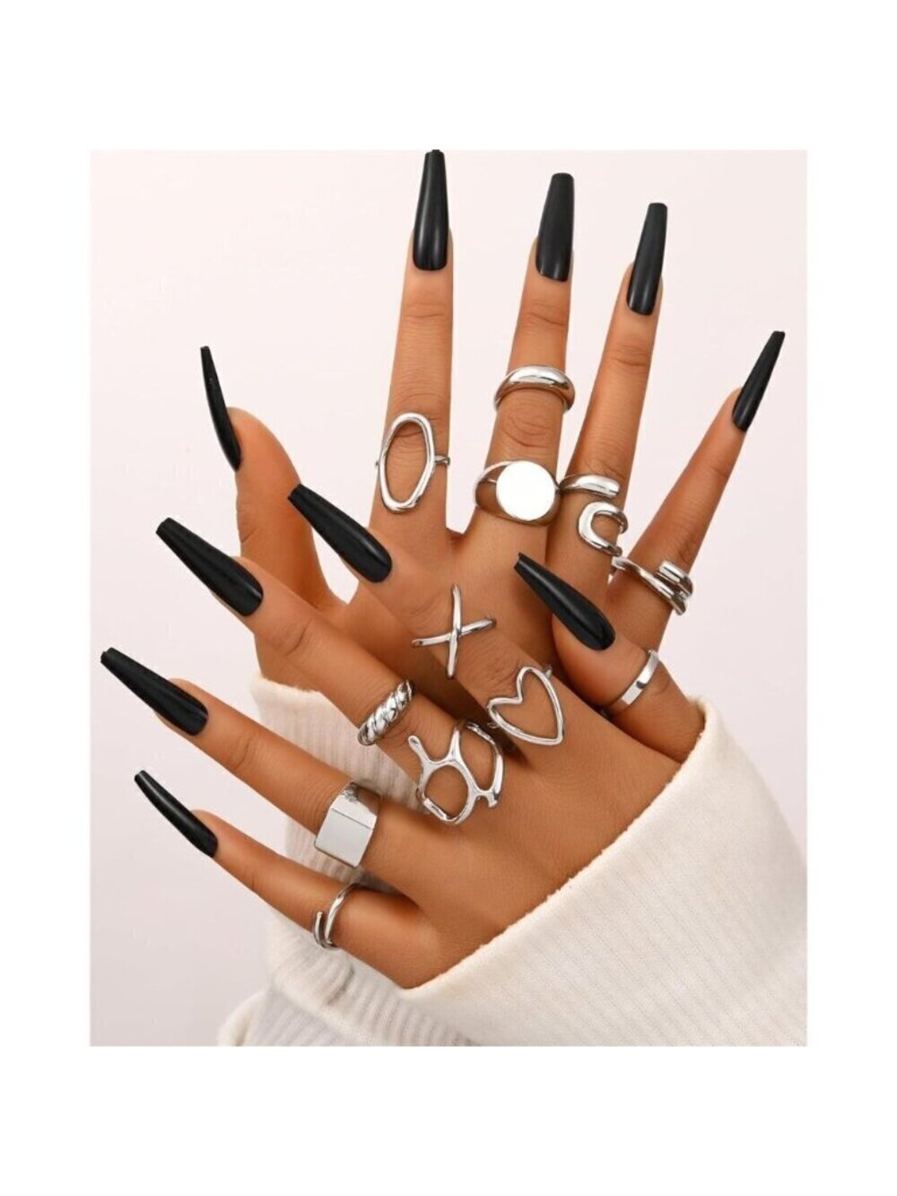 ❤️Women Sliver Rings Set Open Stacking Knuckle Ring, Signet Rings for Gift - Picture 5 of 8